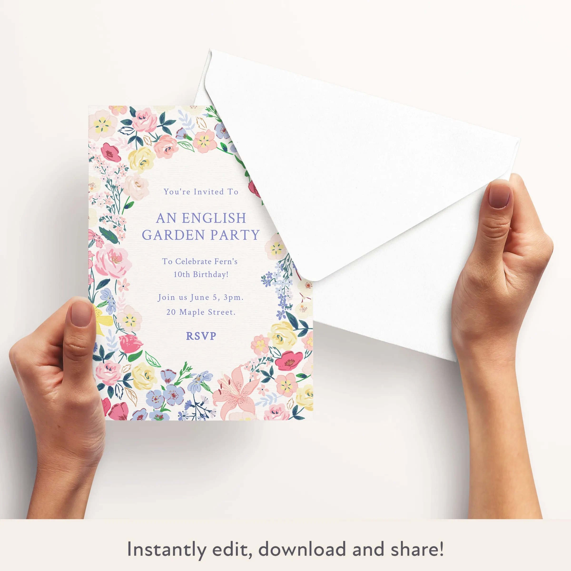 English Garden Download & Print Invitation>Meri Meri New