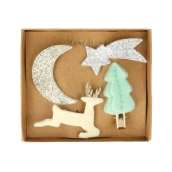 Felt & Glitter Icon Hair Clips (x 4)>Meri Meri Online