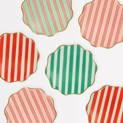 Festive Stripe Side Plates (x 8)>Meri Meri Clearance