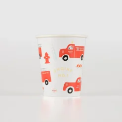 Fire Truck Cups (x 8)>Meri Meri Clearance