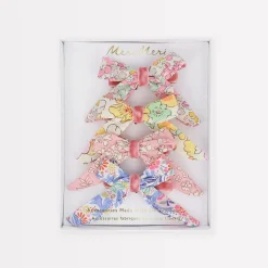 Floral Pattern Bow Hair Clips (x 4)>Meri Meri Discount