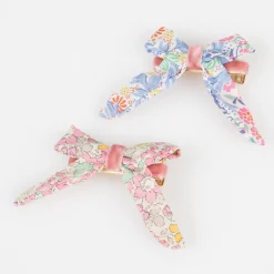 Floral Pattern Bow Hair Clips (x 4)><noscript><img width=