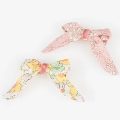 Floral Pattern Bow Hair Clips (x 4)><noscript><img width=