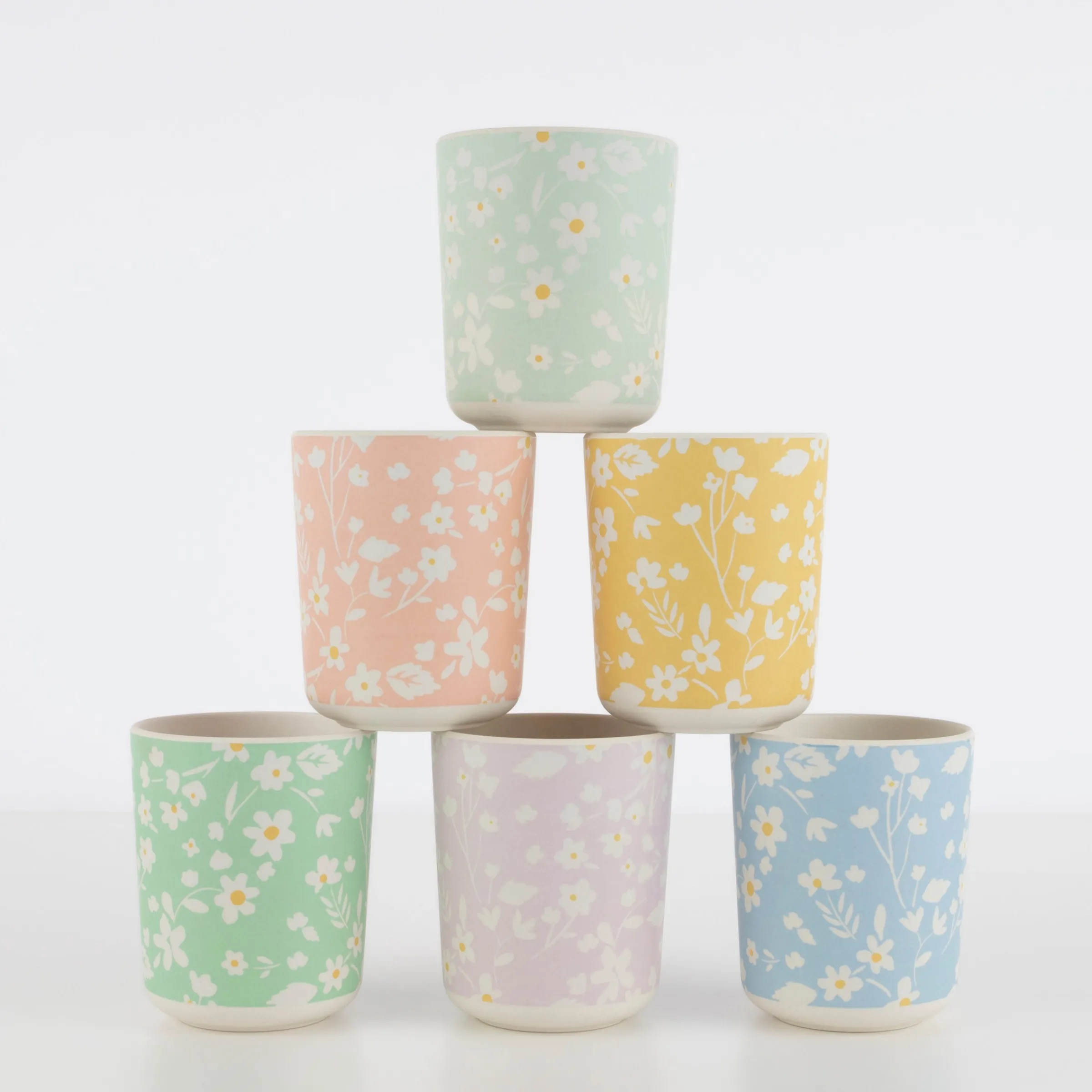 Floral Reusable Bamboo Cups (x 6)>Meri Meri New