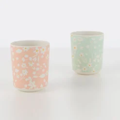 Floral Reusable Bamboo Cups (x 6)><noscript><img width=