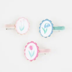 Flower Cameo Hair Clips (x 6)><noscript><img width=
