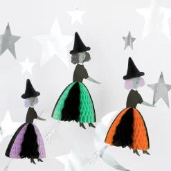 Flying Honeycomb Witch Decorations (x 3)>Meri Meri New