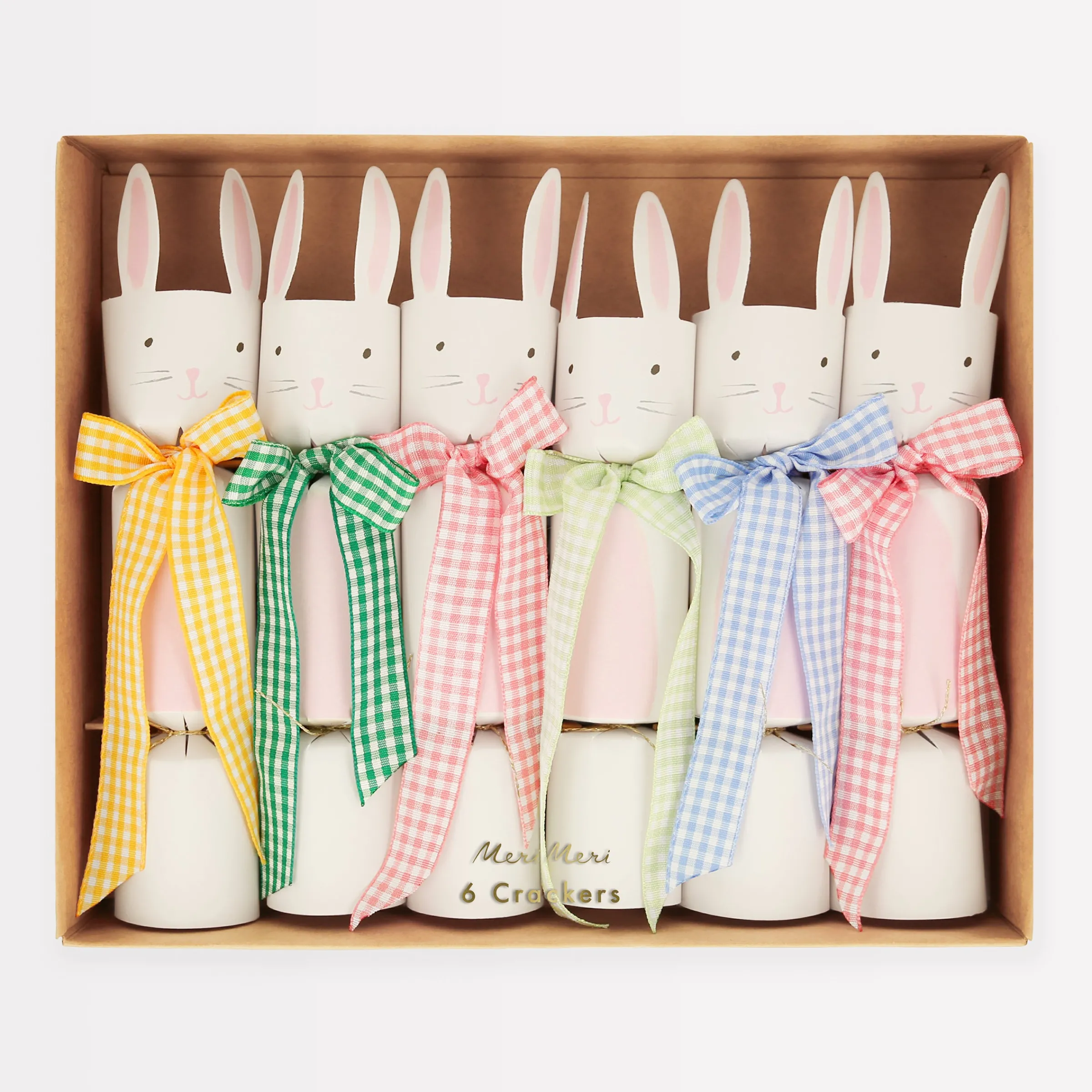 Gingham Bow Bunny Crackers (x 6)>Meri Meri Sale