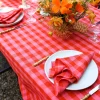 Gingham Guava Tablecloth>Meri Meri Hot
