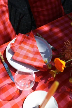 Gingham Guava Tablecloth><noscript><img width=