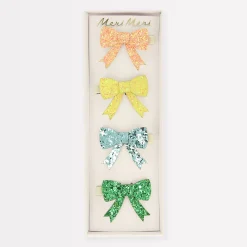 Glitter Bow Hair Clips (x 4)><noscript><img width=