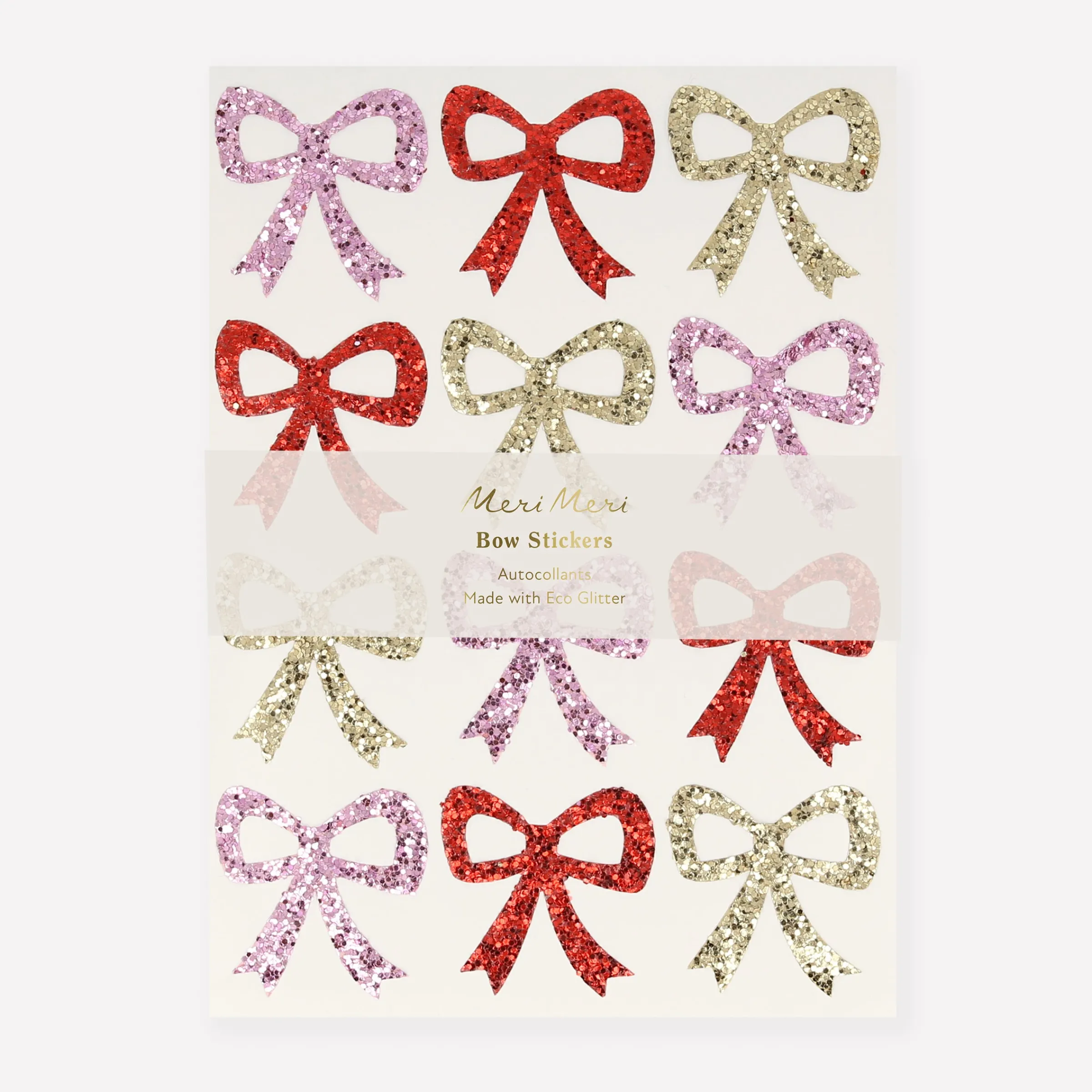 Glitter Bow Stickers (x 8 sheets)>Meri Meri Online
