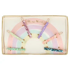 Glitter Rainbow Hair Clips (x 6)>Meri Meri Best