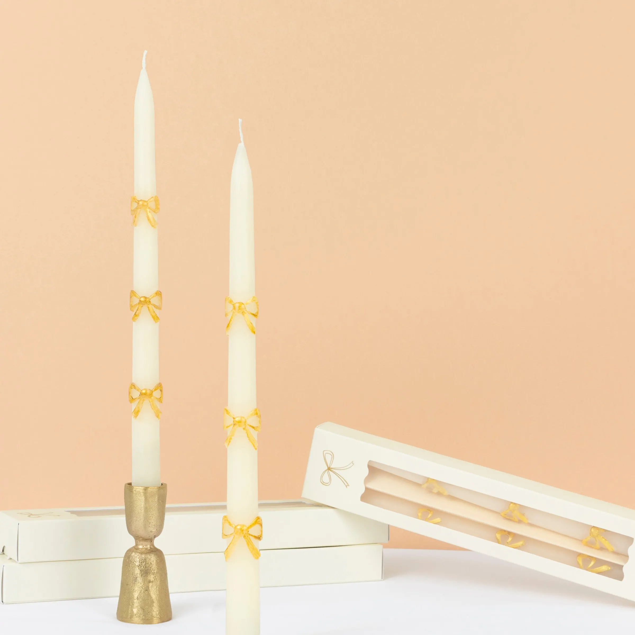Gold Bow Taper Candles (x 2)>Meri Meri Best