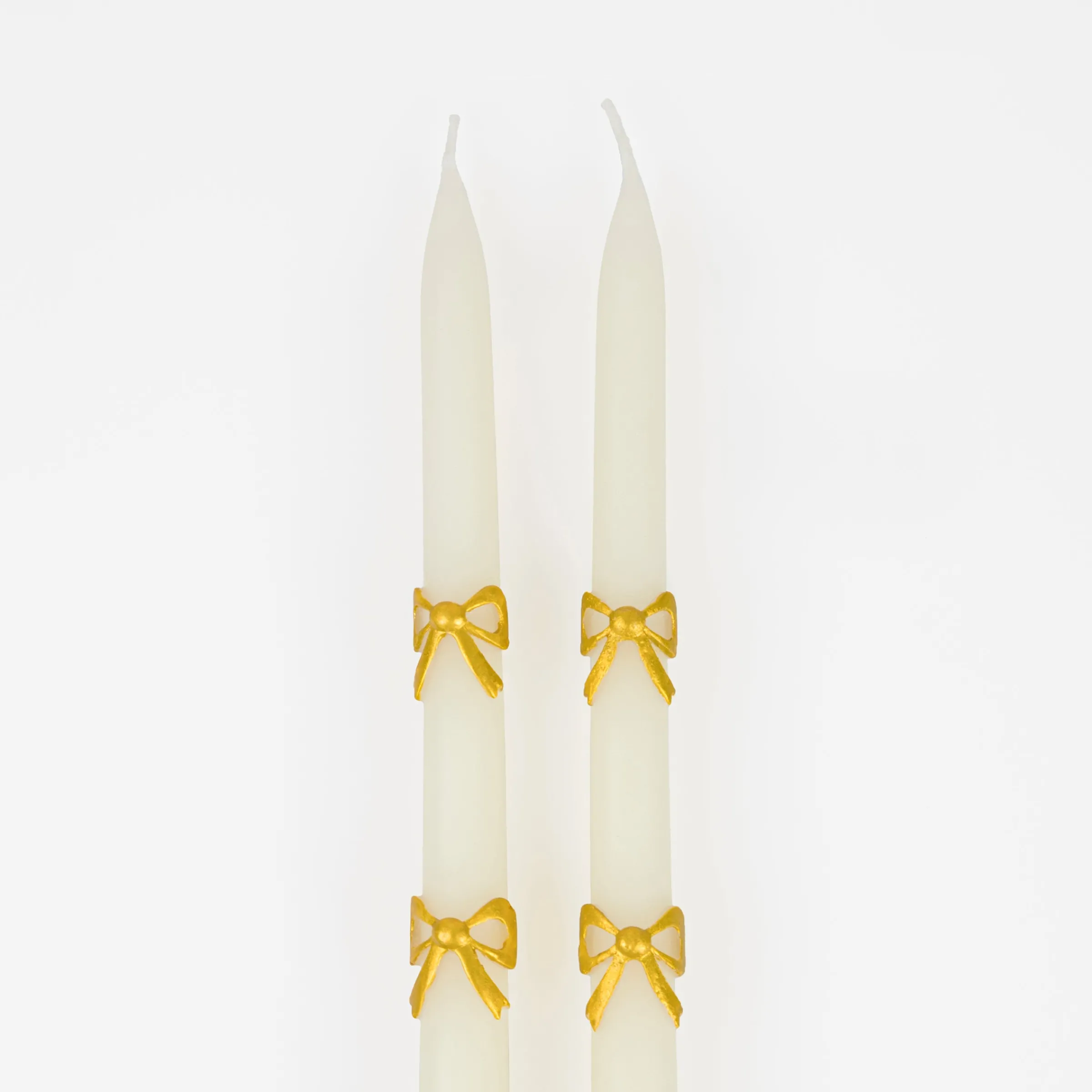 Gold Bow Taper Candles (x 2)>Meri Meri Best