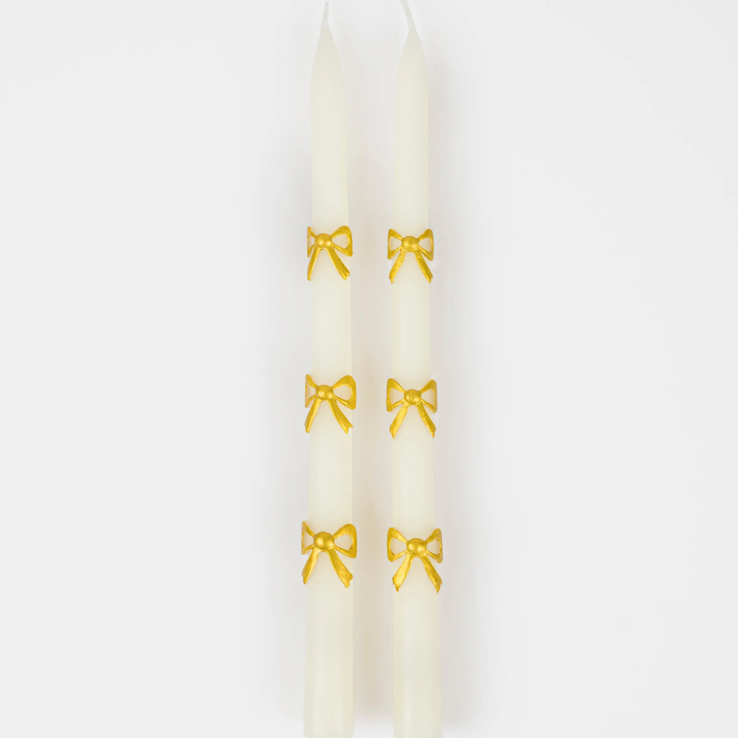 Gold Bow Taper Candles (x 2)>Meri Meri Best