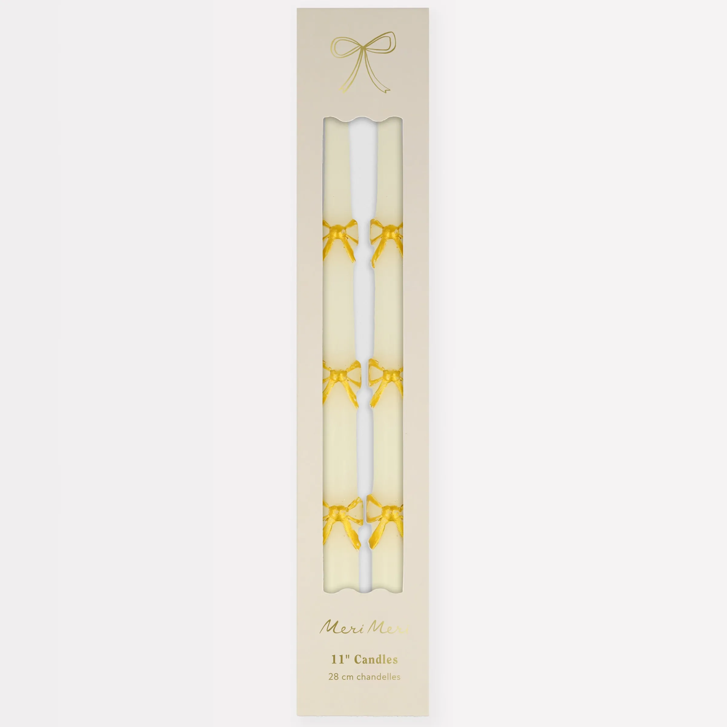 Gold Bow Taper Candles (x 2)>Meri Meri Best
