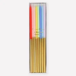 Gold Dipped Rainbow Mix Candles (x 16)>Meri Meri Online