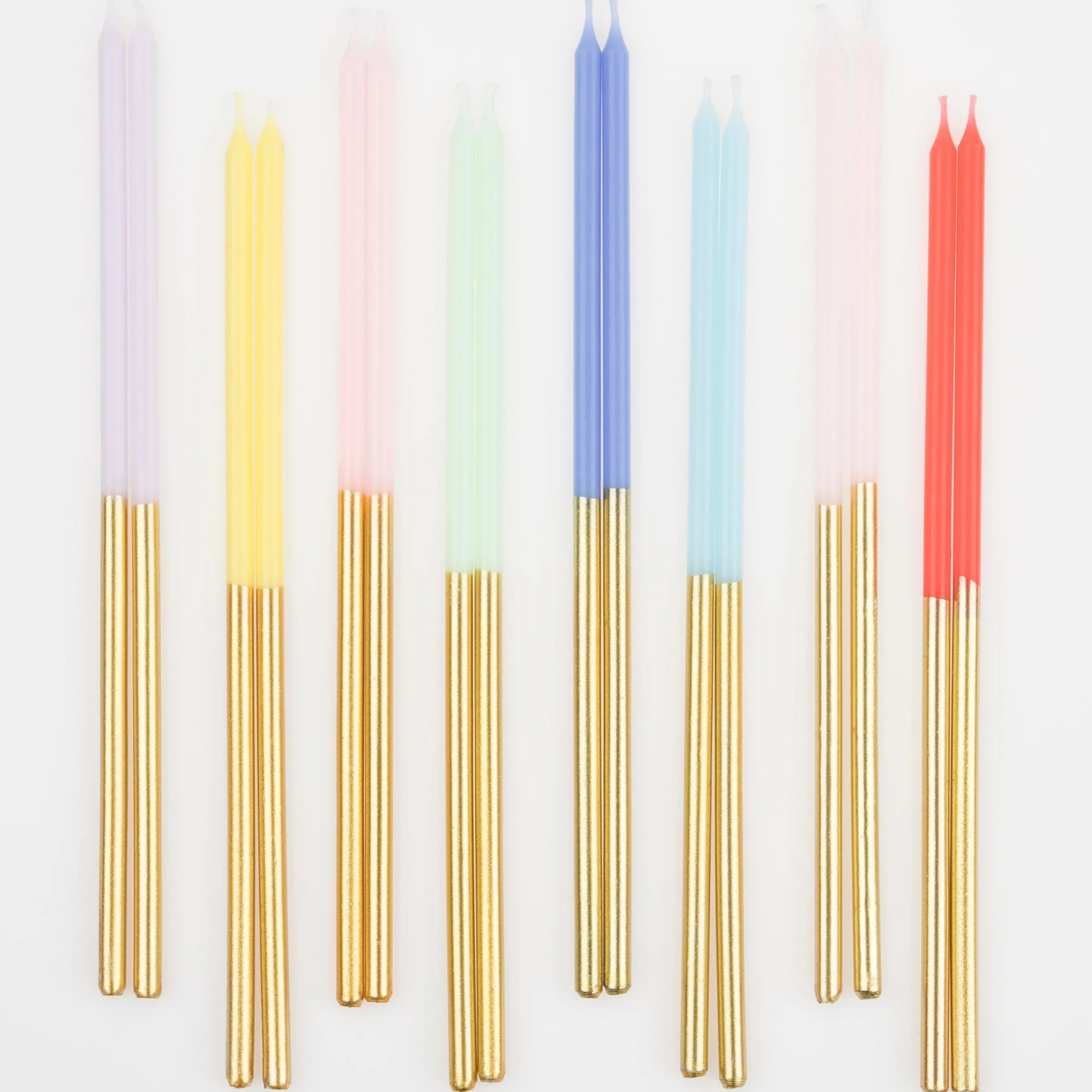 Gold Dipped Rainbow Mix Candles (x 16)>Meri Meri Online