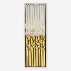 Gold Dipped Twisted Candles (x 16)>Meri Meri Fashion