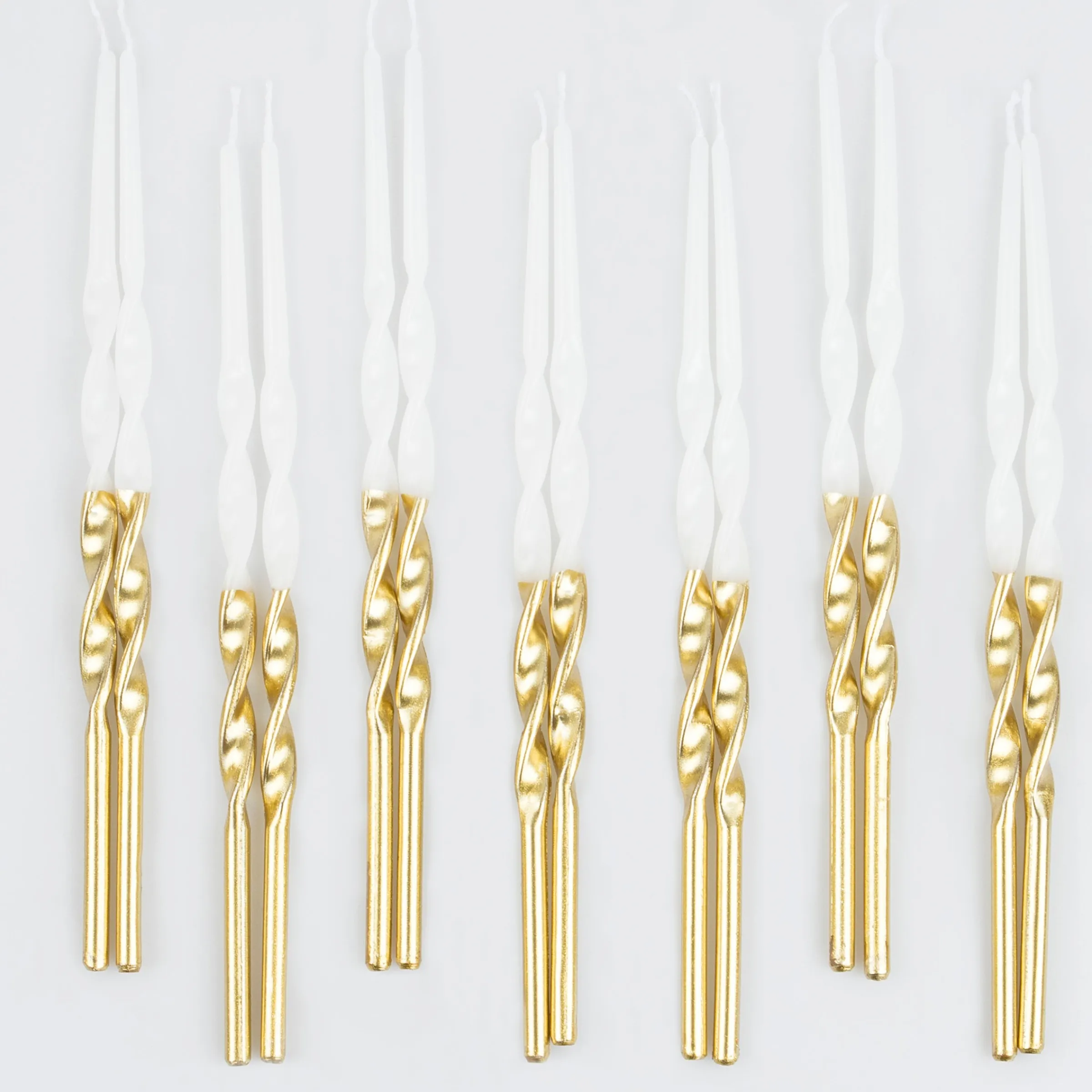 Gold Dipped Twisted Candles (x 16)>Meri Meri Fashion