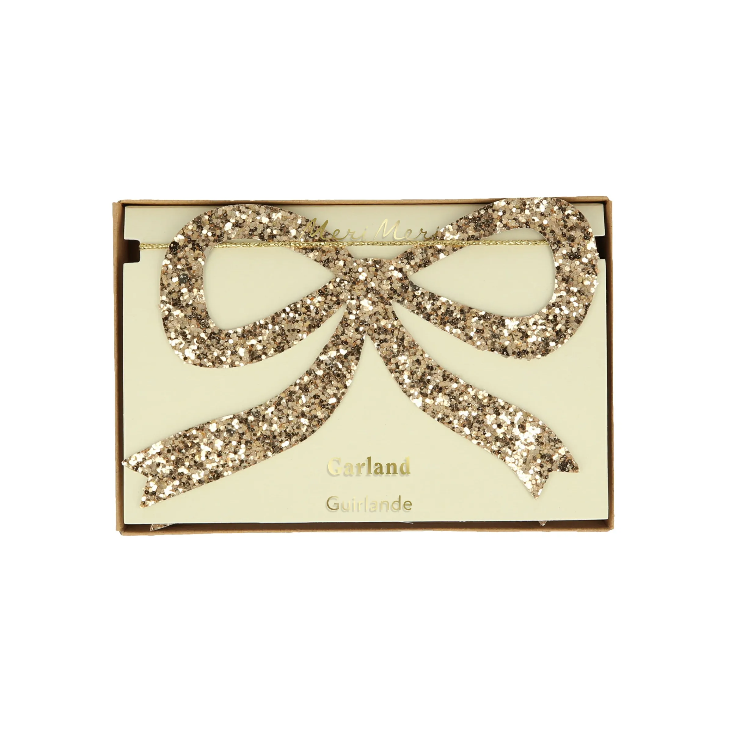Gold Glitter Bow Garland>Meri Meri Fashion