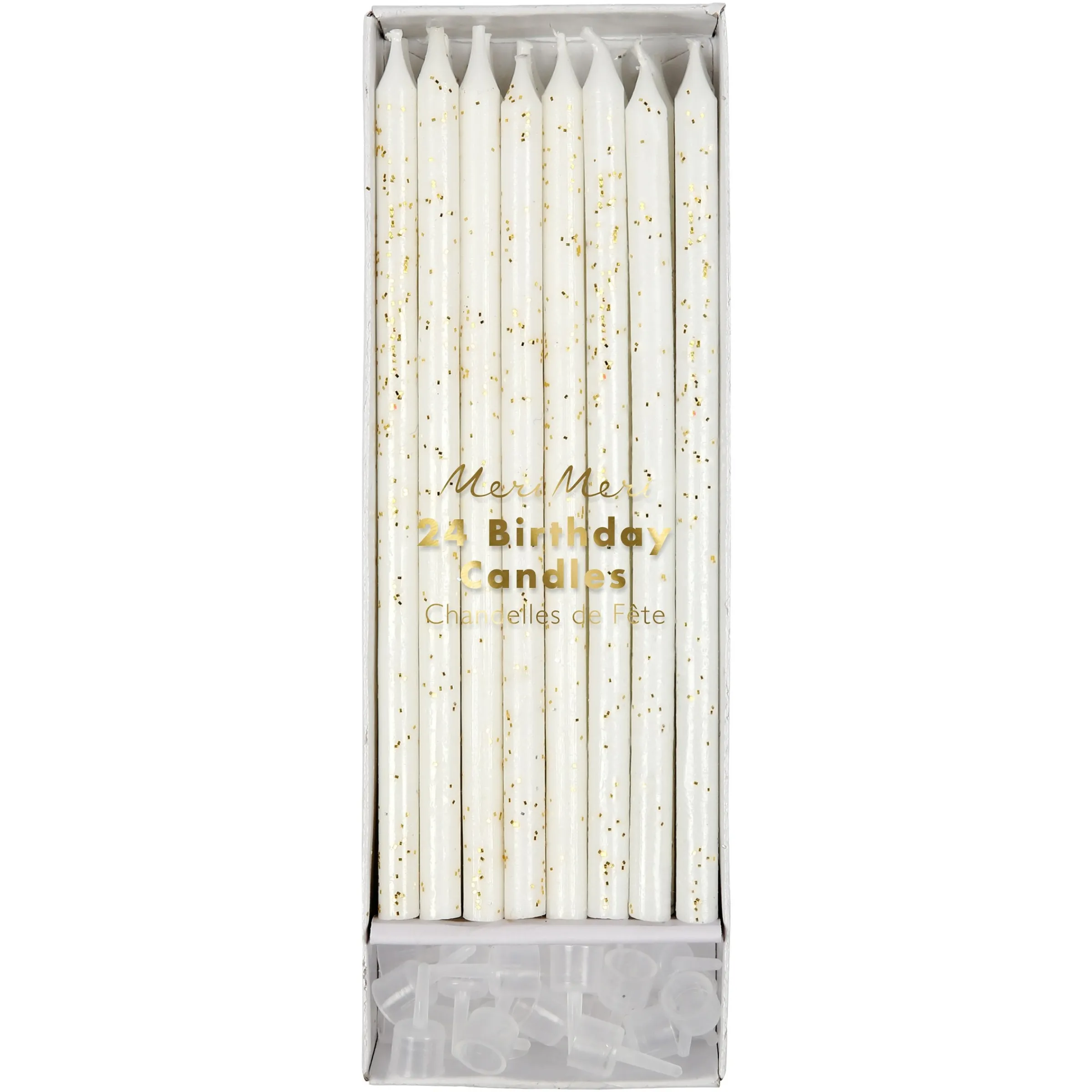 Gold Glitter Candles (x 24)>Meri Meri Best