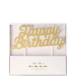 Gold Happy Birthday Candle>Meri Meri Hot