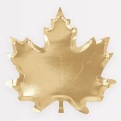 Gold Maple Leaf Plates (x 8)>Meri Meri Fashion
