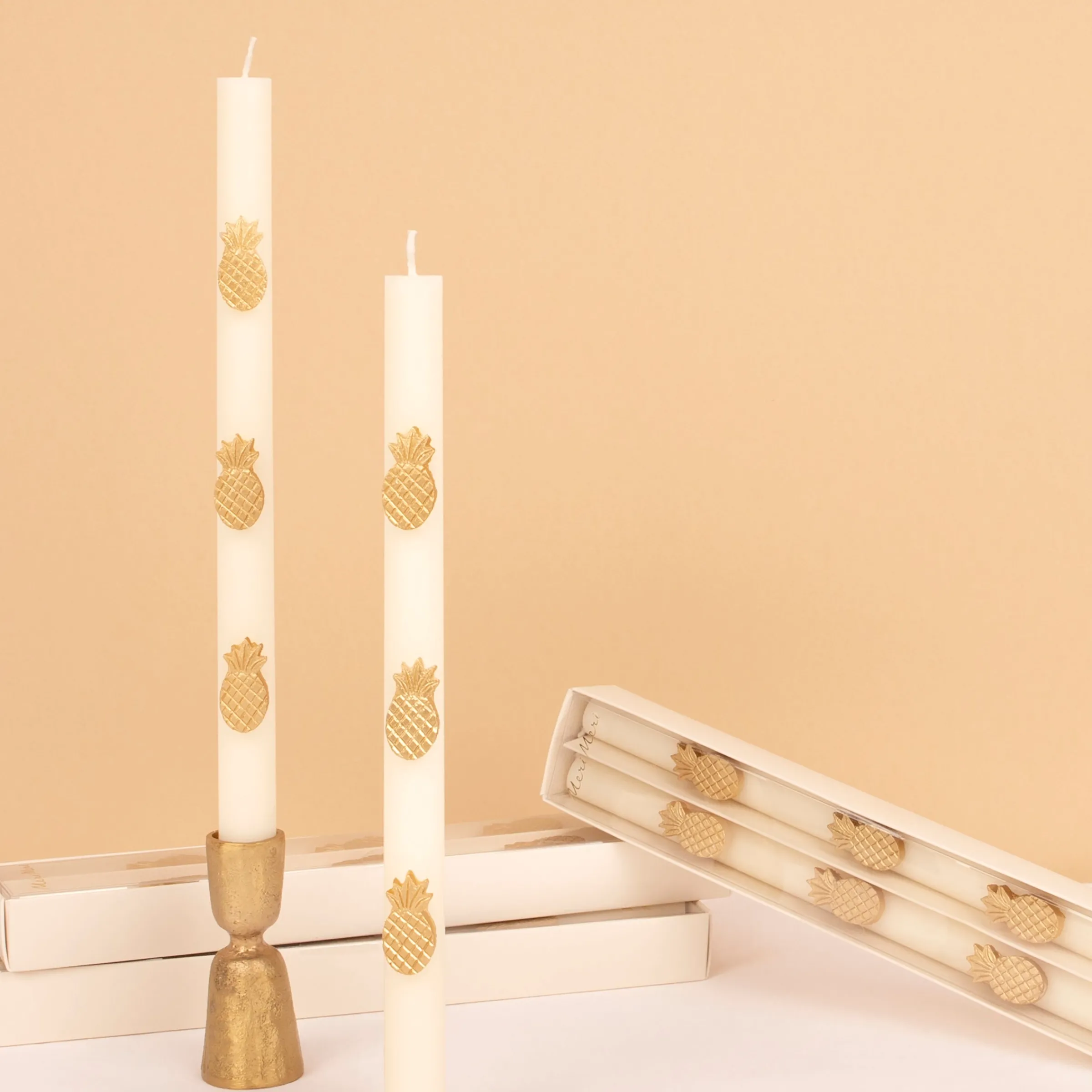 Gold Pineapple Table Candles (x 2)>Meri Meri Clearance
