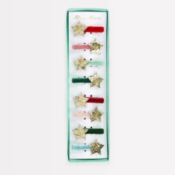 Gold Star Hair Clips (x 8)>Meri Meri Outlet