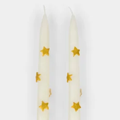 Gold Star Taper Candles (x 2)><noscript><img width=