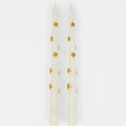 Gold Star Taper Candles (x 2)><noscript><img width=