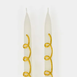 Gold Swirl Taper Candles (x 2)><noscript><img width=