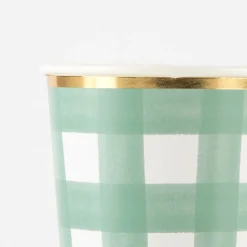 Green Gingham Cups (x 8)><noscript><img width=