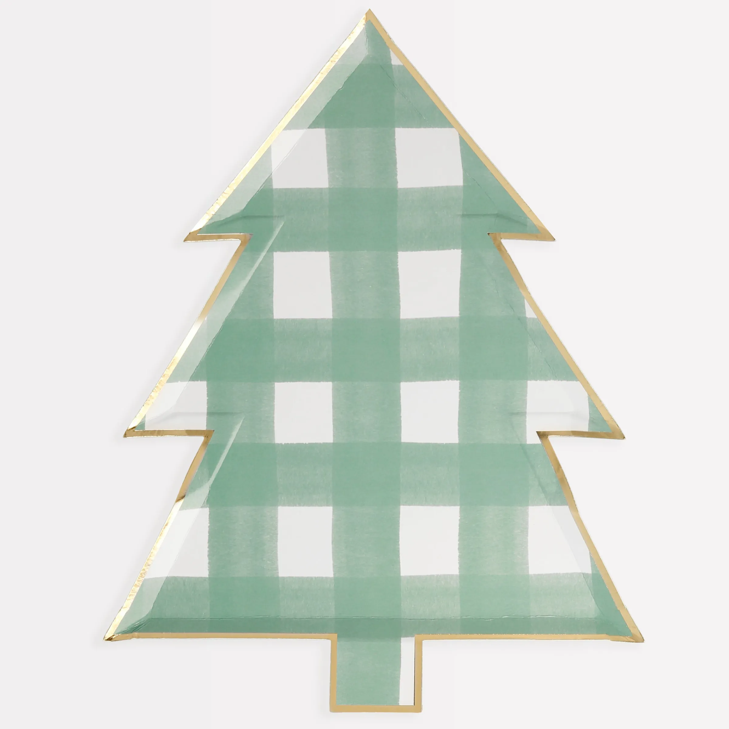 Green Gingham Tree Plates (x 8)>Meri Meri Online