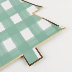 Green Gingham Tree Plates (x 8)><noscript><img width=
