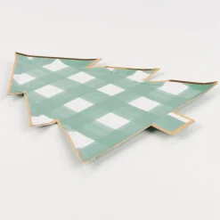 Green Gingham Tree Plates (x 8)><noscript><img width=