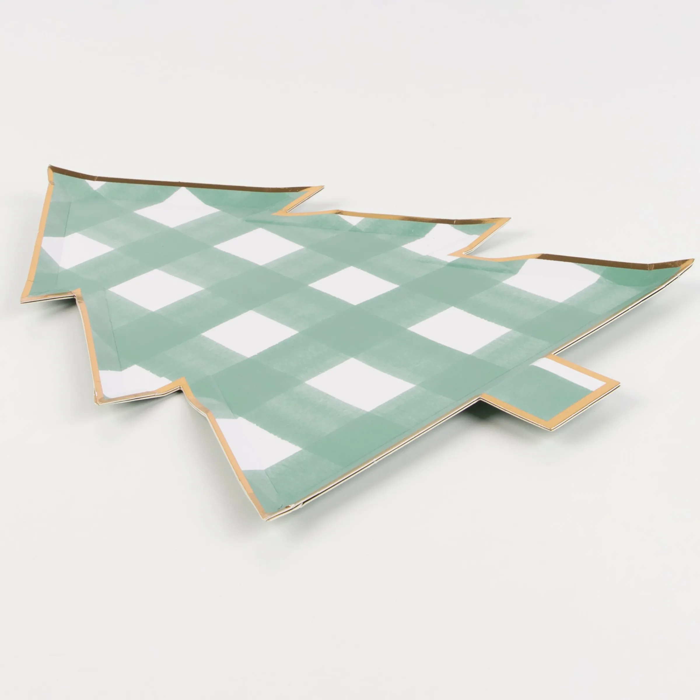 Green Gingham Tree Plates (x 8)>Meri Meri Online