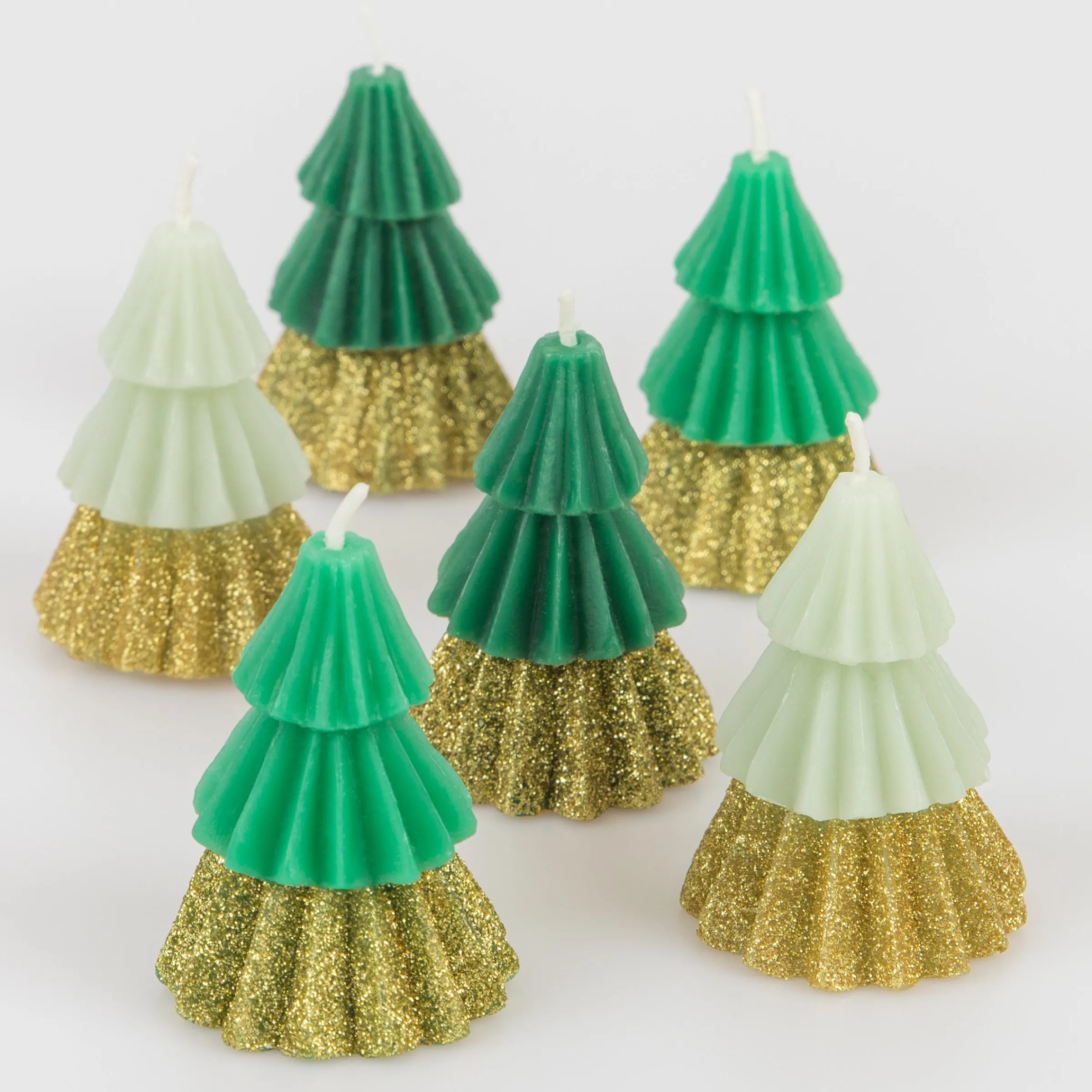 Green Mini Tree Candles (x 6)>Meri Meri Fashion