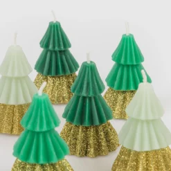 Green Mini Tree Candles (x 6)>Meri Meri Fashion