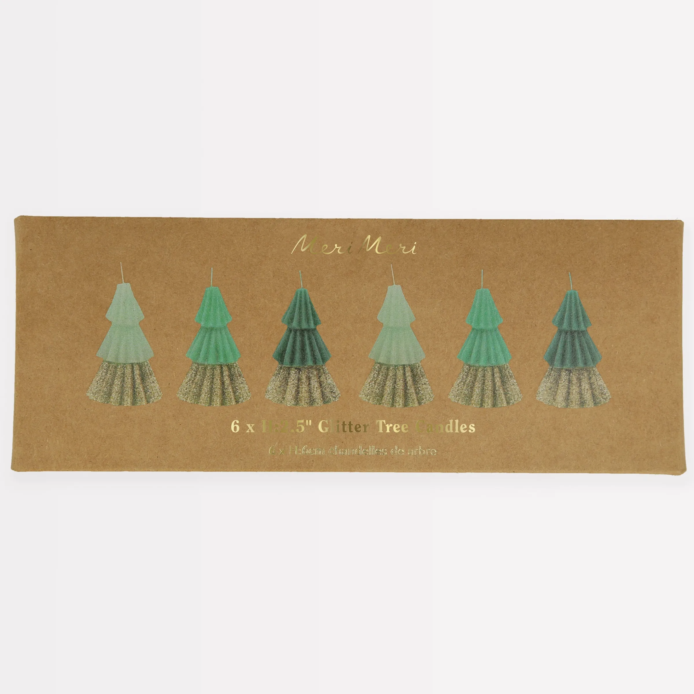 Green Mini Tree Candles (x 6)>Meri Meri Fashion