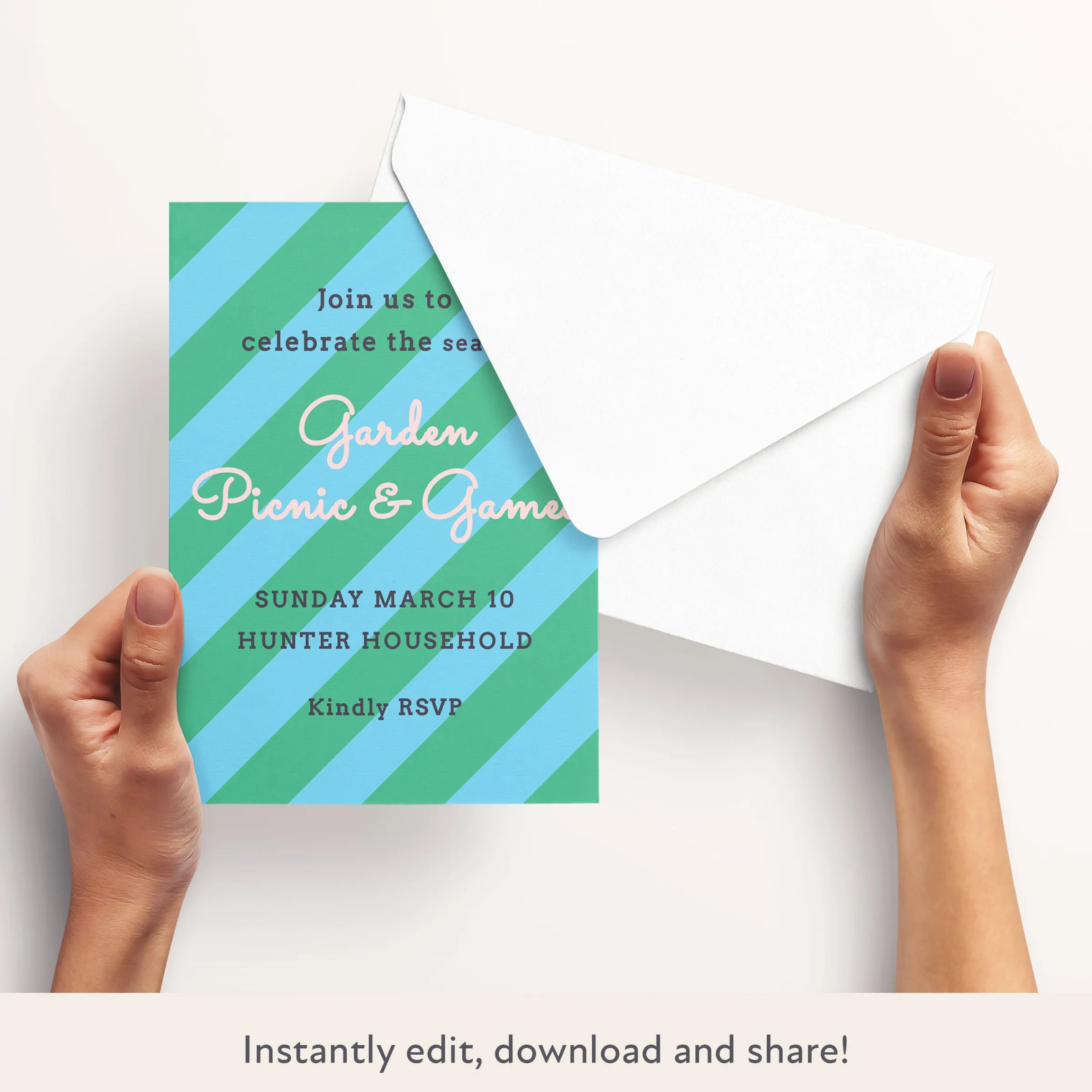 Green/Blue Fun Stripe Download & Print Invitation>Meri Meri Outlet