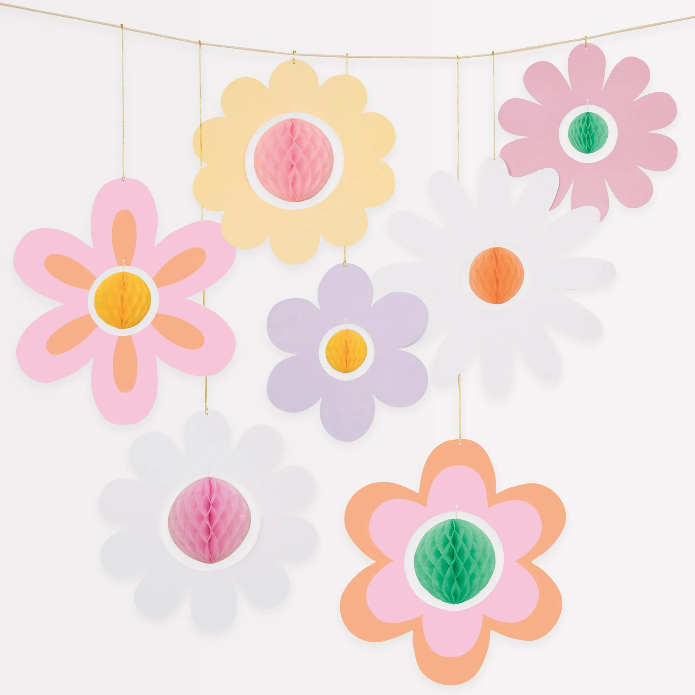 Groovy Flower Hanging Decorations (x 7)>Meri Meri New