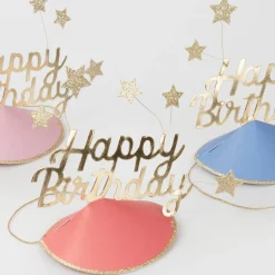 Happy Birthday & Stars Party Hats (x 6)><noscript><img width=