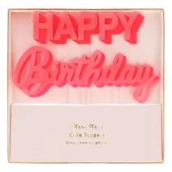 Happy Birthday Pink Acrylic Toppers>Meri Meri Best