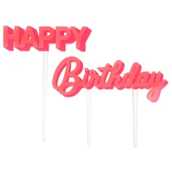 Happy Birthday Pink Acrylic Toppers>Meri Meri Best