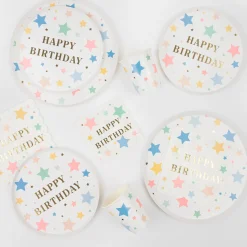 Happy Birthday Stars Dinner Plates (x 8)><noscript><img width=