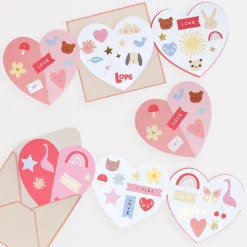 Heart Concertina Valentine's Cards & Stickers (x 12)>Meri Meri Best