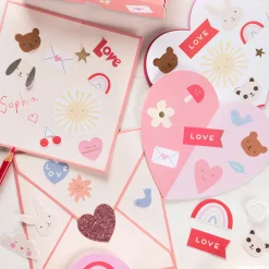 Heart Concertina Valentine's Cards & Stickers (x 12)>Meri Meri Best